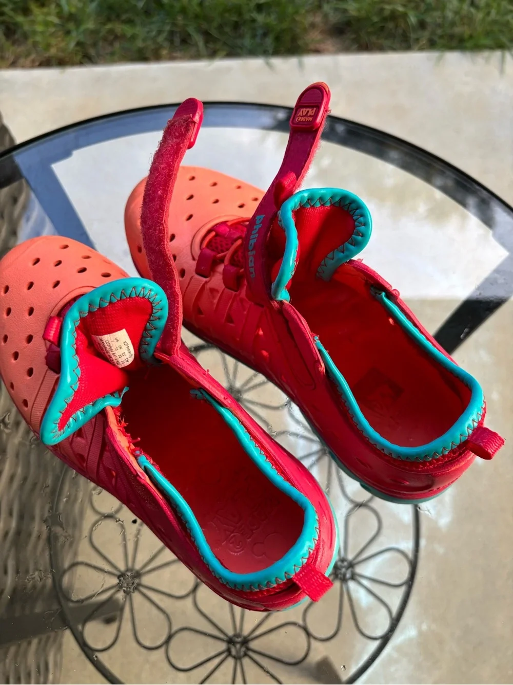 Stride Rite Phibian Water Shoes Kids Size 1 Coral Pink Turquoise Closed Toe